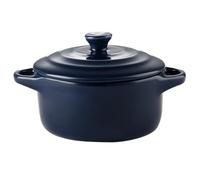 Garneck Bol à Ragoût en Céramique 230 Ml à Double Poignée avec Couvercle Compatible Four à Micro-Ondes Bleu Foncé Bol Cuisine Maison Vaisselle Pratique