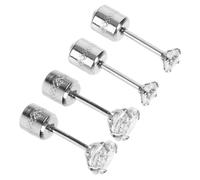 Garneck Boucles D’Oreilles en Zircon pour Femmes 2 Paires 3Mm 5Mm Acier Inoxydable Puces Fines à Quatre Griffes Bijoux Élégants pour Usage Quotidien et Occasions Spéciales