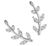 Garneck Boucles D’oreilles Grimpeuses Feuilles Pour Femmes Argenté 925 Sans Douleur Look Nature Élégant Usage Quotidien