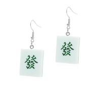 Garneck Boucles D’oreilles Mahjong Pendantes en Résine Rouge, Bijoux Fantaisie pour Femmes, Accessoires Légers pour Usage Quotidien, Design Amusant