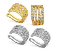 Garneck Boucles D’oreilles Manchettes Sans Trou Zircone Cubique 4 Pièces Blanc Platine Et or Réglables Femmes Fille Accessoires Mode Cérémonie