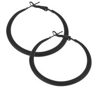 Garneck Boucles D'oreilles Design Polyvalent et Chic Créoles Noires en Alliage Légères Style Coréen Minimaliste et Élégant pour Soirées et Rendez-vous