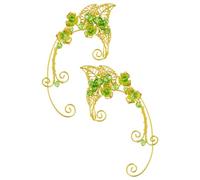 Garneck Boucles D'oreilles Non Perçantes Femmes Manchettes D'oreilles Rétro Vertes Bijoux De Fée Légères Et Confortables Fêtes 1 Paire