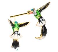 Garneck Boucles D'oreilles Oiseau-mouche Pour Femmes, Plaqué Huile Créatif, Style, Bijoux Légers, Accessoire Quotidien Élégant, Petit Modèle Délicat