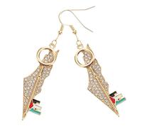 Garneck Boucles D'oreilles Pendantes Design Unique en Acier Inoxydable Motif Carte Palestine et Pastèque Confortables à Porter pour Toutes Occasions