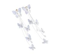 Garneck Boucles d'Oreilles Pendantes Longues Motif Papillonnage en Tissu Clips d'Oreille sans Piercing Bijoux Délicats pour Femmes et Filles Légères et Originales Présent pour