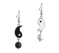 Garneck Boucles D'oreilles Pendantes Taiji Yin Yang Noir et Blanc, Bijoux pour Femmes et Filles, Légères en Alliage Inoxydable, Style Minimaliste, Présent Élégant pour Soirées