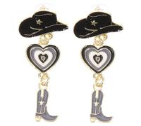 Garneck Boucles Oreilles Cowgirl Multi-couches Style Western et Chapeau Bijoux pour Femmes Mode Légères et Résistantes pour Tenue Steampunk et Halloween