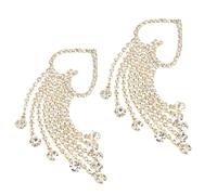 Garneck Boucles Oreilles Cœur Pendantes Femme Plaqué Or avec Cristaux et Franges Bijoux Oreille Élégants pour Fêtes et Usage Quotidien