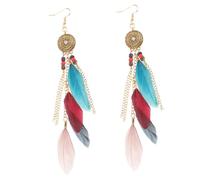 Garneck Boucles Oreilles Femme Pendantes Vintage Style Western Plume Et Chaîne Bohème Légères Alliage Élégantes