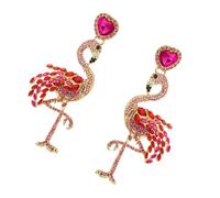 Garneck Boucles Oreilles Forme Flamant Accessoires Oreilles Bijoux Décontractés Pendants Elegants pour Femmes Dames Rouge