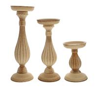 Garneck Bougeoir en Bois Naturel 3 Pièces Support De Bougie Décoratif pour Maison Salon Et Célébrations Festives