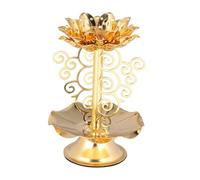 Garneck Bougeoir Lotus Alliage Doré Support de Bougie Sculpté pour Temple Salon et Décoration Intérieure