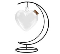 Garneck Bouteille à Souhaits en Verre Transparente de Cœur 12 Cm Bouchon en Liège et Support Lune en Métal pour Décoration Intérieure Suspendue, Kit Origami Étoiles Décoratives