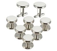 Garneck Boutons de Manchette Classiques Ronds en Métal Blanc, Style Français, Ensemble 8 Pièces pour Homme, Accessoires Élégants pour Chemise Formelle, Présent pour Occasions Spéciales