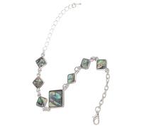 Garneck Bracelet Femme à Maillons Géométriques en Coquillage Ormeau Arc-en-Ciel Grand Motif Rhombique Réglable avec Fermoir Mousqueton Bijou Naturel Inspiré de L’Océan Accessoire pour