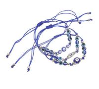 Garneck Bracelet Œil Turc Bleu à Perles, Lot de 3, Protection le Mauvais Œil, Accessoires de Fête pour Femme, Breloques de Noël, Bijoux à Porter Quotidien