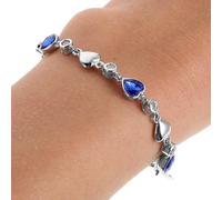 Garneck Bracelet Pendentif Cœur en Cristal Bleu Océan Petit Bracelet Ajustable pour Femmes et Adolescentes Charme Romantique pour Présent Saint-Valentin Bijou Symbolique D’Amour