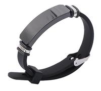 Garneck Bracelet Silicone Noir avec Détails Acier Inoxydable Bandes Courbées et Design Élégant pour Style