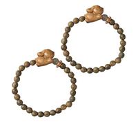 Garneck Bracelets Couple Extensibles en Perles Bois de Santal Naturel 6Mm Lot de 2 avec Breloque Lapin Mignon Bijoux Unisexes Parfumés Présent Anniversaire et Amitié
