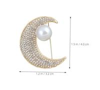 Garneck Broche à Vêtements Lune Cristaux Dorée Minimaliste Éclatants Femme Soirée Mariage Élégante Taille S-4