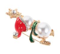 Garneck Broche de Noël Bonhomme Émail avec Perles pour Revers Bijou Vintage à Épingler sur Pulls et Vestes Accessoire de Fête