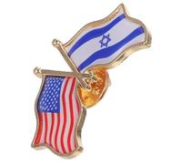 Garneck Broche Drapeau Amérique Israël Épinglette Patriotique Souvenir Amitié Badge Émail pour Vêtements Accessoire Unisexe Multifonctionnel