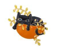 Garneck Broche En Alliage De Zinc De Chat Noir Paresseux, Épingle Décorative Pour Vêtements, Accessoire Élégant Pour Femmes Et Filles, Présent, Taille Compacte