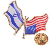 Garneck Broche Métallique Patriotique US Israël Épinglette Drapeaux Jumelés Badge Amitié pour Vêtements Accessoire Polyvalent pour Chemises et Sacs Symbole de Fraternité