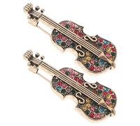 Garneck Broche Violon Vintage en Métal avec Cristaux Scintillants pour Femme, Lot de 2 Pièces, Accessoire Mode pour Châles et Cardigans, Décoration Élégante Vêtements, Présent Passion