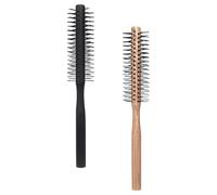 Garneck Brosse à Cheveux Coiffante Ronde en Bois Design Compact 2pcs pour Brushing Maison et Bouclage Facile Poils en Nylon