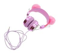 Garneck Casque Audio Filaire pour Garçon et Filles Micro Oreillettes Chat à Pompon Rose Arceau Réglable Câble 120 CM Antinœuds Écouteurs pour École Garçons Filles Couleur Aléatoire