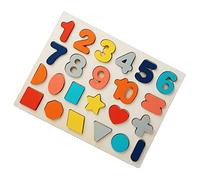 Garneck Casse-tête de l'alphabet des nombres Puzzles de Forme de Nombre cognitif pour Enfants Jouets de Blocs de Chiffres Apprendre Numéro de Doigt Montessori en Bois Coloré