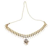 Garneck Ceinture Chaîne Géométrique Ornée de Cristaux avec Pompons Style Bohème Ethnique Rétro Accessoire Corps Long Bijoux pour Danse et Festivals