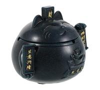 Garneck Cendrier en Céramique Maneki Neko avec Couvercle Anti-Vent, Petit Format Bleu, Accessoire Fumeur pour Intérieur et Extérieur, Décor Feng Shui pour Bureau, Salon et Balcon, Facile à