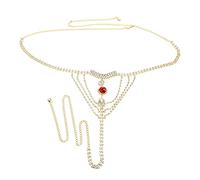 Garneck Chaîne De Corps En Cristal Scintillante Strings En Cristal Rouge, Alliage Solide, Accessoire Mode Femme Pour Soirées En Boîte De Nuit, Présent Romantique Unique, Taille Ajustée