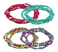 Garneck Chaînes De Corps En Perles Africaines Colorées Pour Femmes Chaîne De Taille Élastique Bohème Accessoires D'été Plage Lot De 4 Pièces Multicolores Ajustables