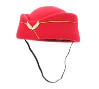 Garneck Chapeau Hôtesse de Air Rouge Accessoire Costume Flight Attendant pour Cosplay Soirée à Thème et Performance