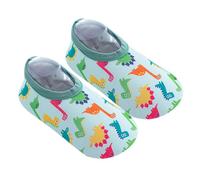 Garneck Chaussettes Antidérapantes pour Bébés et Tout-Petits Chaussettes D’Intérieur Courtes en Tissu Extensible Taille XS 6-12 Mois Motifs Dinosaure Semelle Antidérapante pour