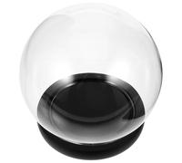 Garneck Cloche en Verre Sphérique Transparente 15 Cm avec Socle Noir, Dôme D’Exposition pour Fleurs Éternelles, Décoration Artisanale de Bureau, Vitrine Élégante pour Micro-paysages