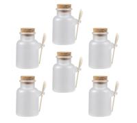 Garneck Coffret 6 Bouteilles Rechargeables pour Sels de Bain et Poudre de Masque, Capacité 100g, Bouchon Liège et Cuillère en Bois, pour Soins Personnels