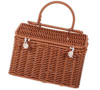 Garneck Coffret Présent Boîte à Bonbons Tressée Imitation Rotin Marron 24X14X18 CM Paquet Panier Tissé Cabas de Plage pour Femmes Mariage Anniversaire