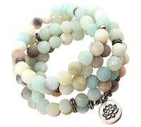 Garneck Collier à Perles Naturelles 108 Perles 8mm Lotus, Bracelet Décoratif en Pierre pour Femme, Bijoux Légers pour Sorties Quotidiennes et Travail, Design Unique et Élégant