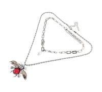 Garneck Collier Abeille Vintage en Alliage de Zinc Argenté Pendentif à Breloques Multiple Rangs Bijoux Fantaisie Légers pour Femmes et Adolescentes - Présent Symbolique pour Copine