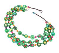 Garneck Collier Bohème Tricoté Main En Perles De Bois Naturel Et Coquille De Noix Pour Femme, Style Rétro Plage, Bijou Mode Femme, Modèle Taille Unique