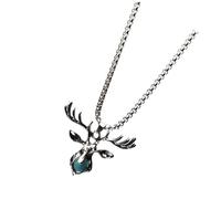 Garneck Collier Cerf Pendentif en Acier Titane Bijou Unisexe Collier Créatif Rétro Accessoire Mode pour Usage Quotidien et Présents Style Hip-Hop Chaîne Réglable