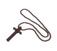 Garneck Collier Croix Bois Naturel avec Pendentif Crucifix Léger et Accessoire Religieux pour Hommes et Femmes Chapelet Méditatif et Accessoire Spirituel pour Voiture et Fête