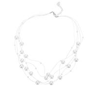 Garneck Collier Femme Perles Imitation Vintage Rangées Chunky Long Style Baroque Élégant pour Mariage Fête Thé Accessoires Mode