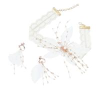 Garneck Collier Fleur Mariage Avec Boucles Oreilles Pendantes Perles Ensemble Bijoux Fleuris Pour Femme Collier Fleuri Elegant