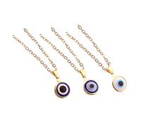 Garneck Collier Œil en Verre 3 Pièces Pendentif Œil Bleu Chaîne de Cou en Bijoux Unisexe Protection Décoration